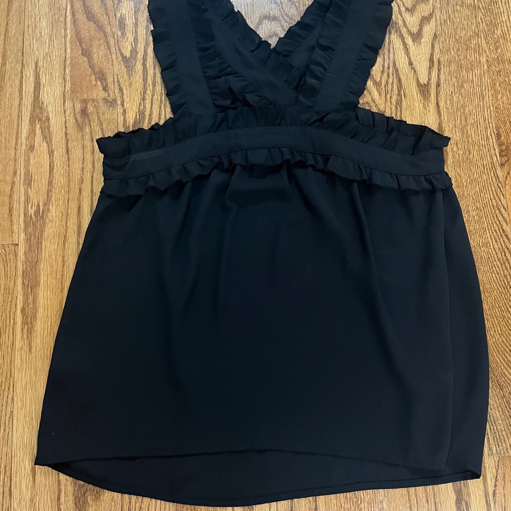 J. Crew Black Ruffled Top - Picture 3 of 4